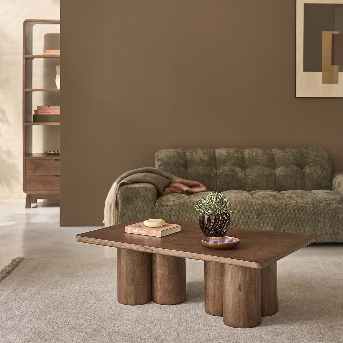 CLEO - Tavolino in legno massello di mango marrone, 120 cm