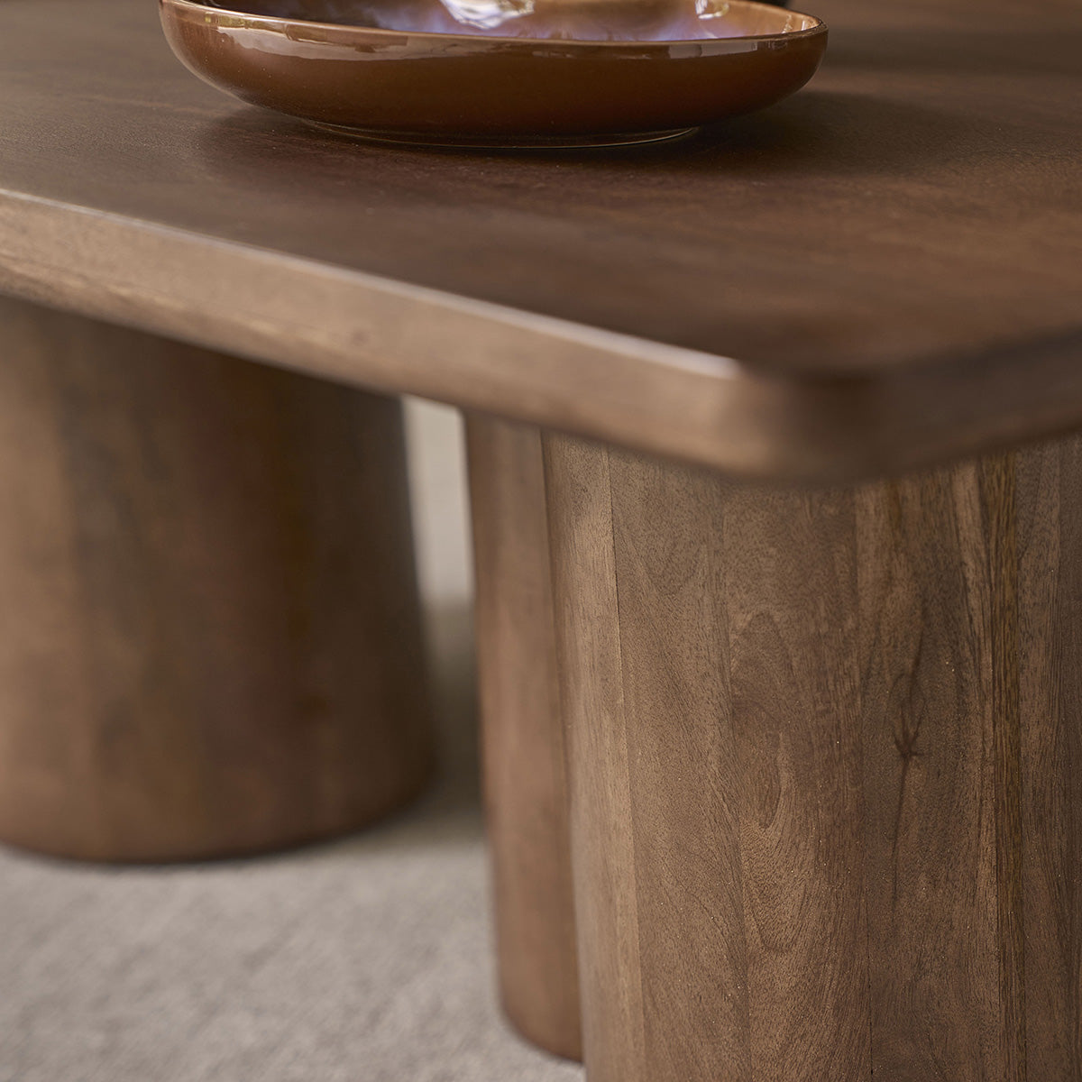 CLEO - Tavolino in legno massello di mango marrone, 120 cm