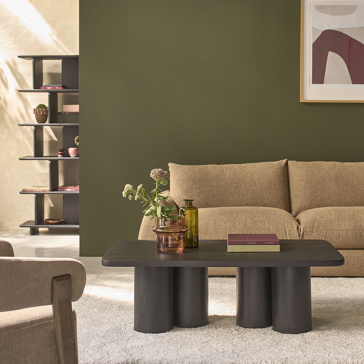 CLEO - Tavolino in legno massello di mango nero, 120 cm