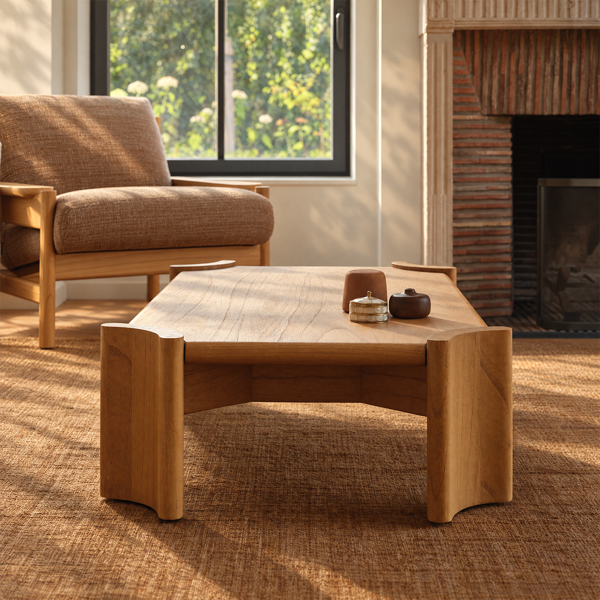 ALVAR - Tavolino in legno di mindi naturale da 120 cm