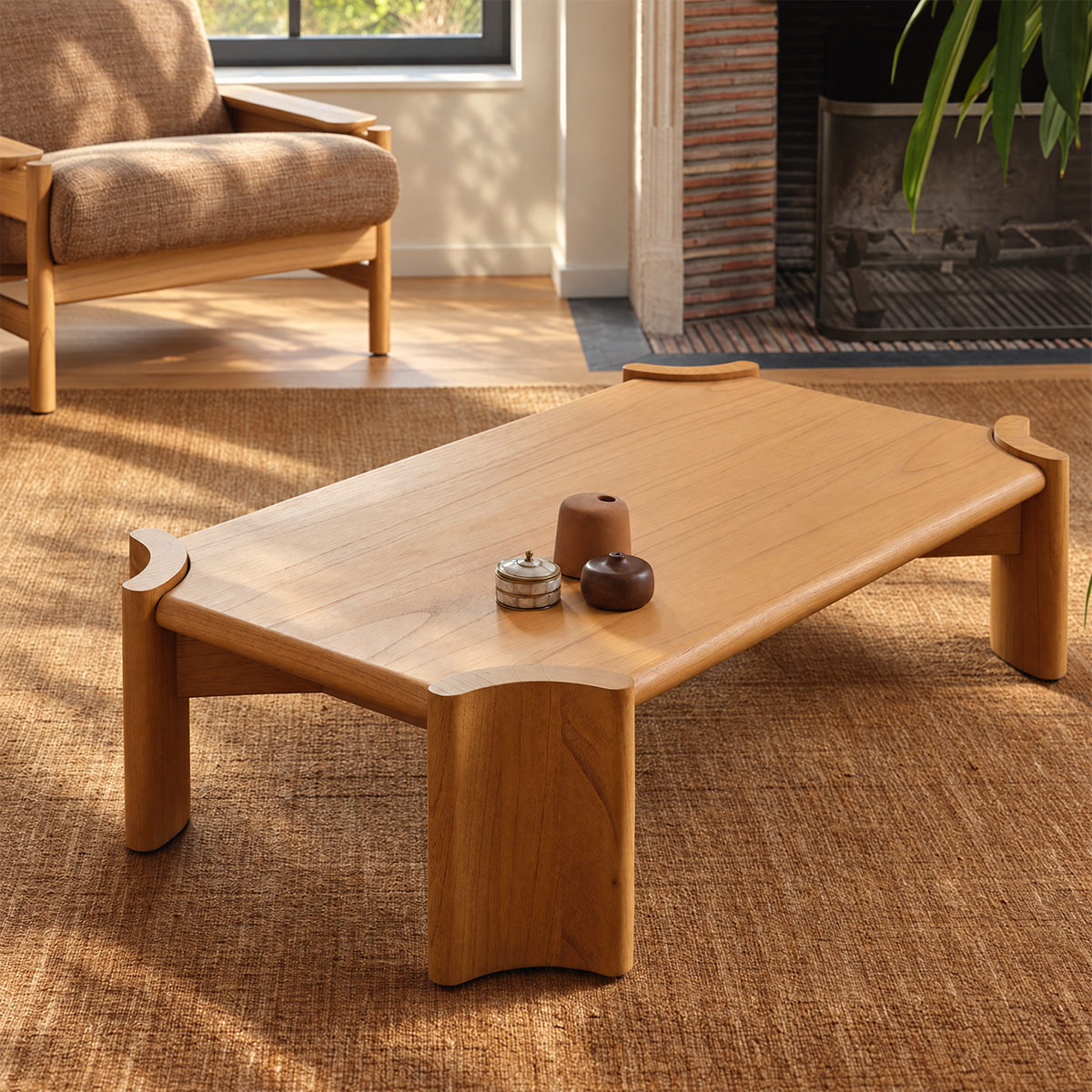 ALVAR - Tavolino in legno di mindi naturale da 120 cm