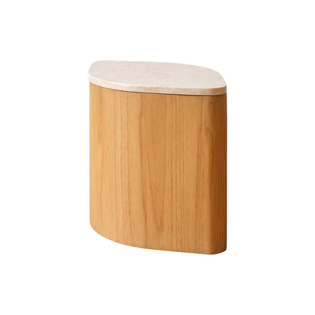 ADA - Tavolino in legno massello di mindi naturale e marmo, 56,5 cm