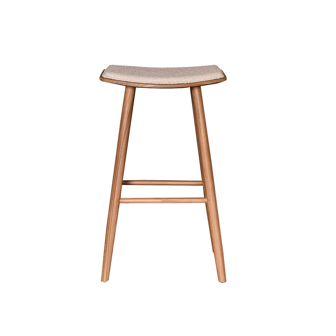 AMBRE - Sgabello in teak massello con seduta bouclé 75 cm