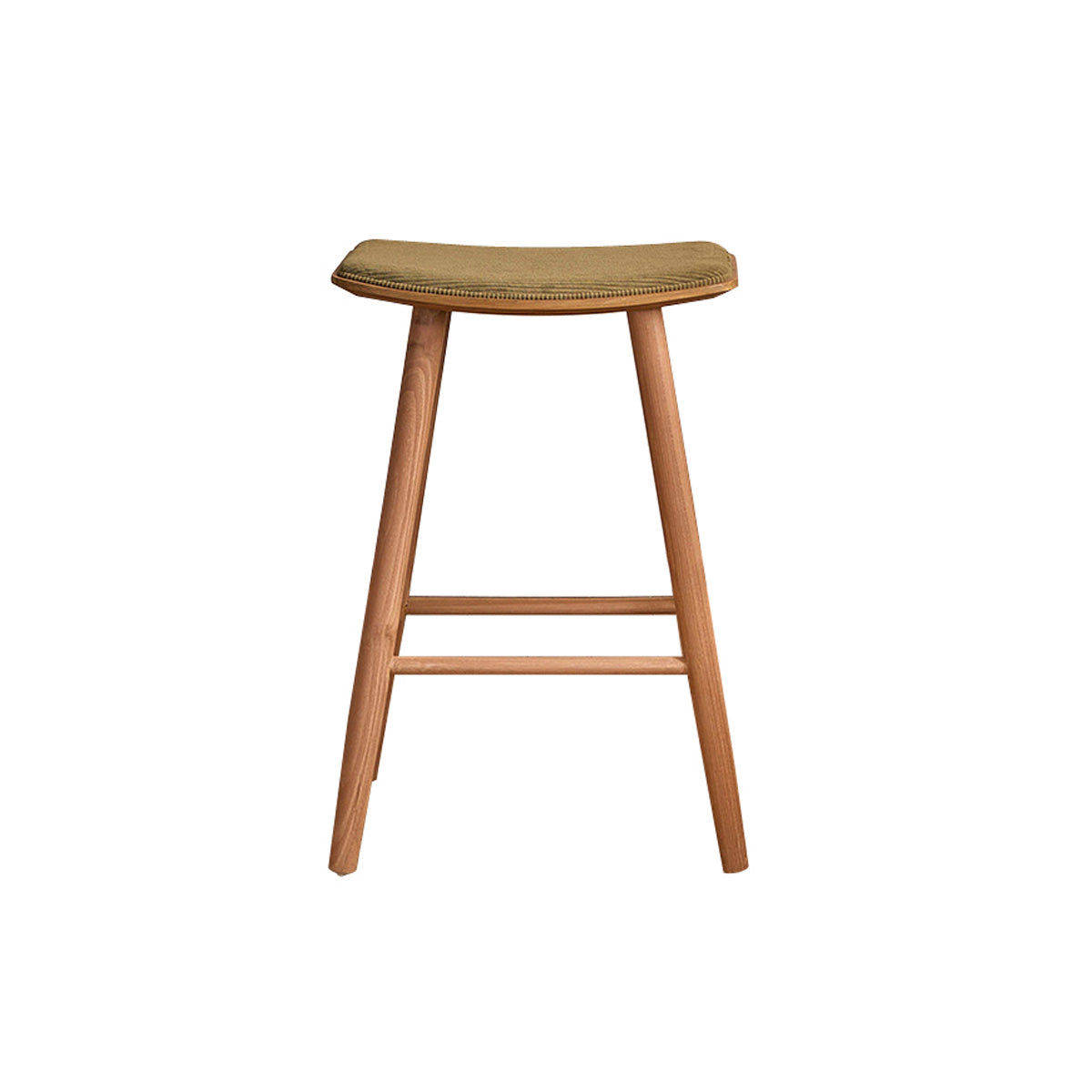 AMBRE - Sgabello da bar in teak massello con seduta in velluto a coste 65 cm