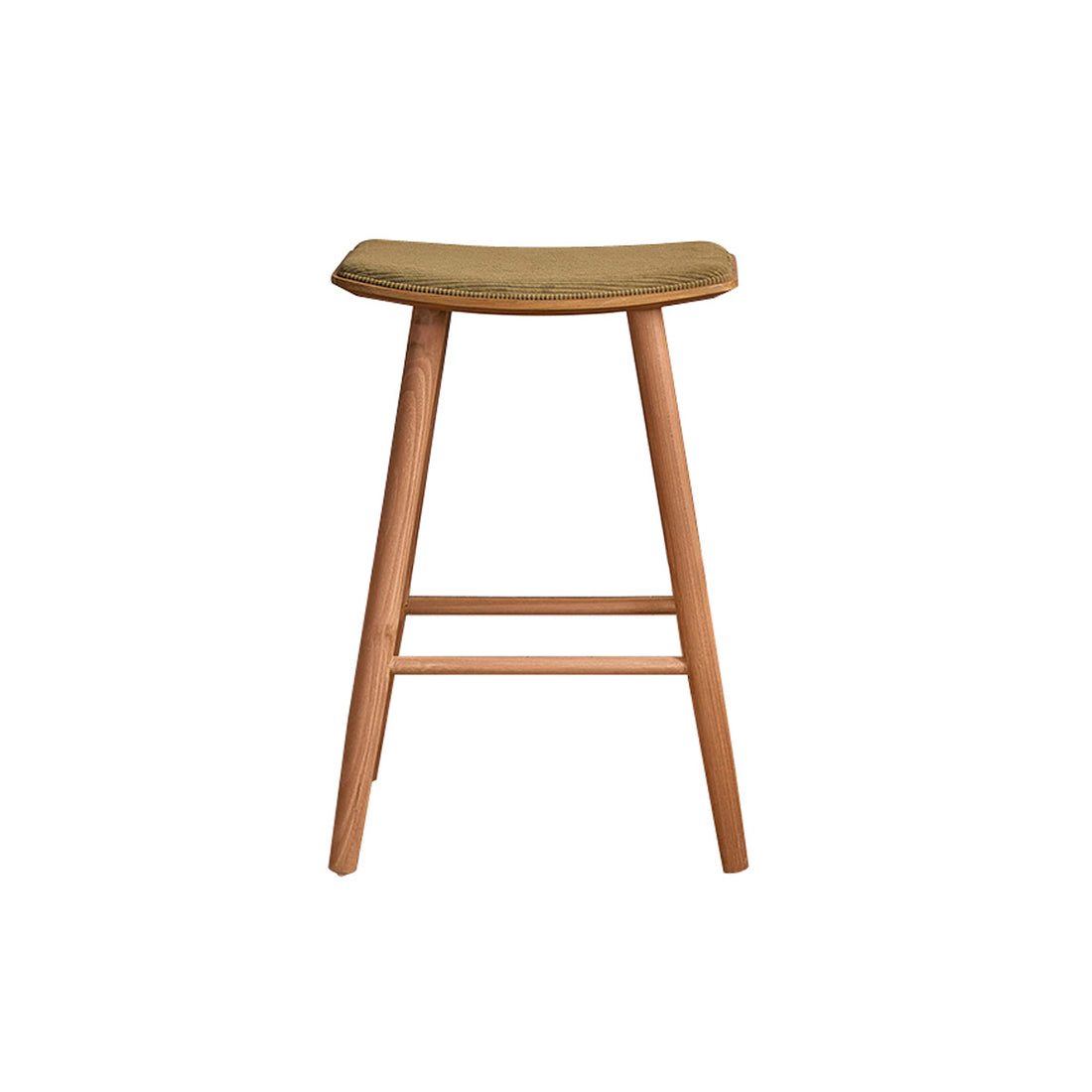 AMBRE - Sgabello in teak massello con seduta in velluto a coste 65 cm