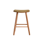Sgabello in teak massello con seduta in velluto a coste 65 cm