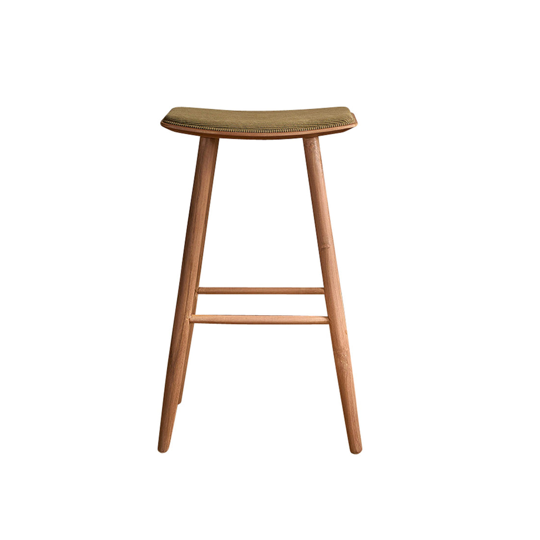 AMBRE - Sgabello in teak massello con seduta in velluto a coste 75 cm