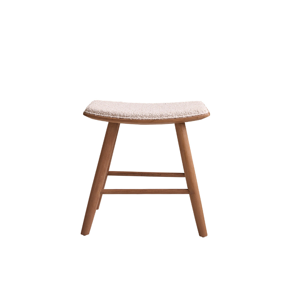 AMBRE - Sgabello da bar in teak massello con seduta bouclé 45 cm