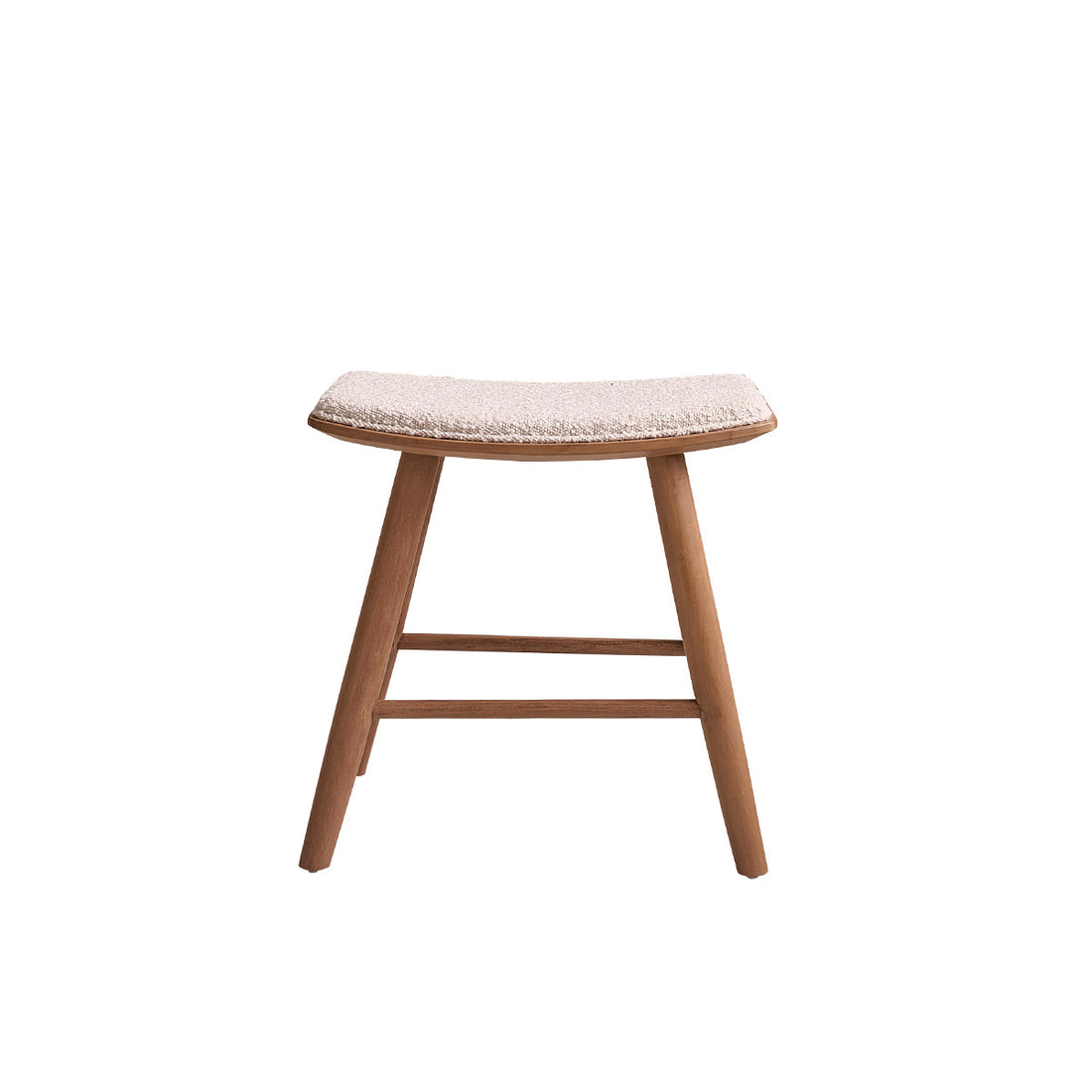 AMBRE - Sgabello in teak massello con seduta bouclé 45 cm