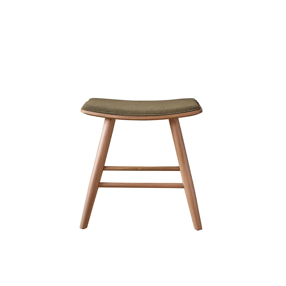 AMBRE - Sgabello da bar in legno di teak con seduta in velluto a coste 45 cm