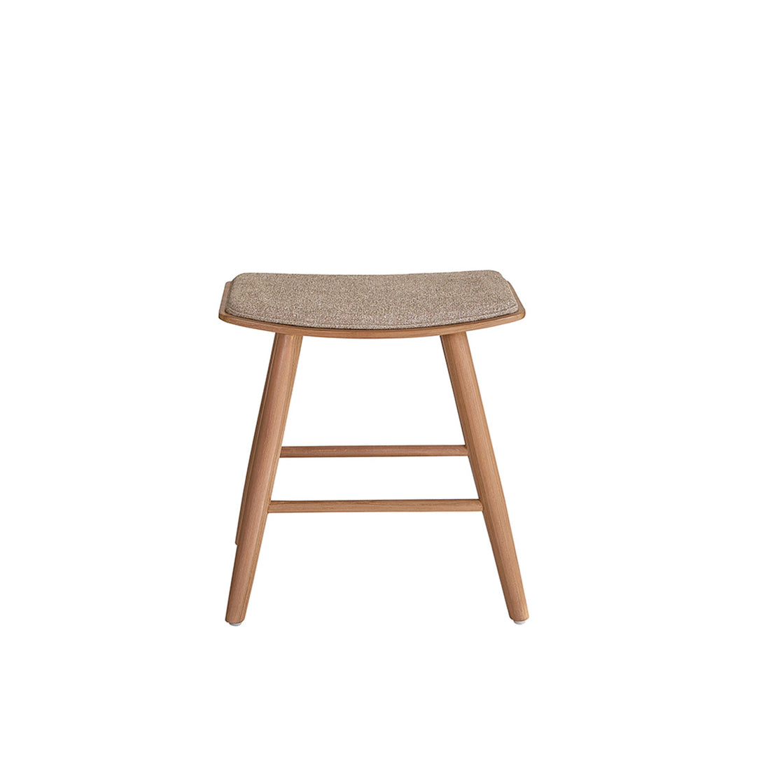 AMBRE - Sgabello da bar in teak massello e velluto écru 45 cm