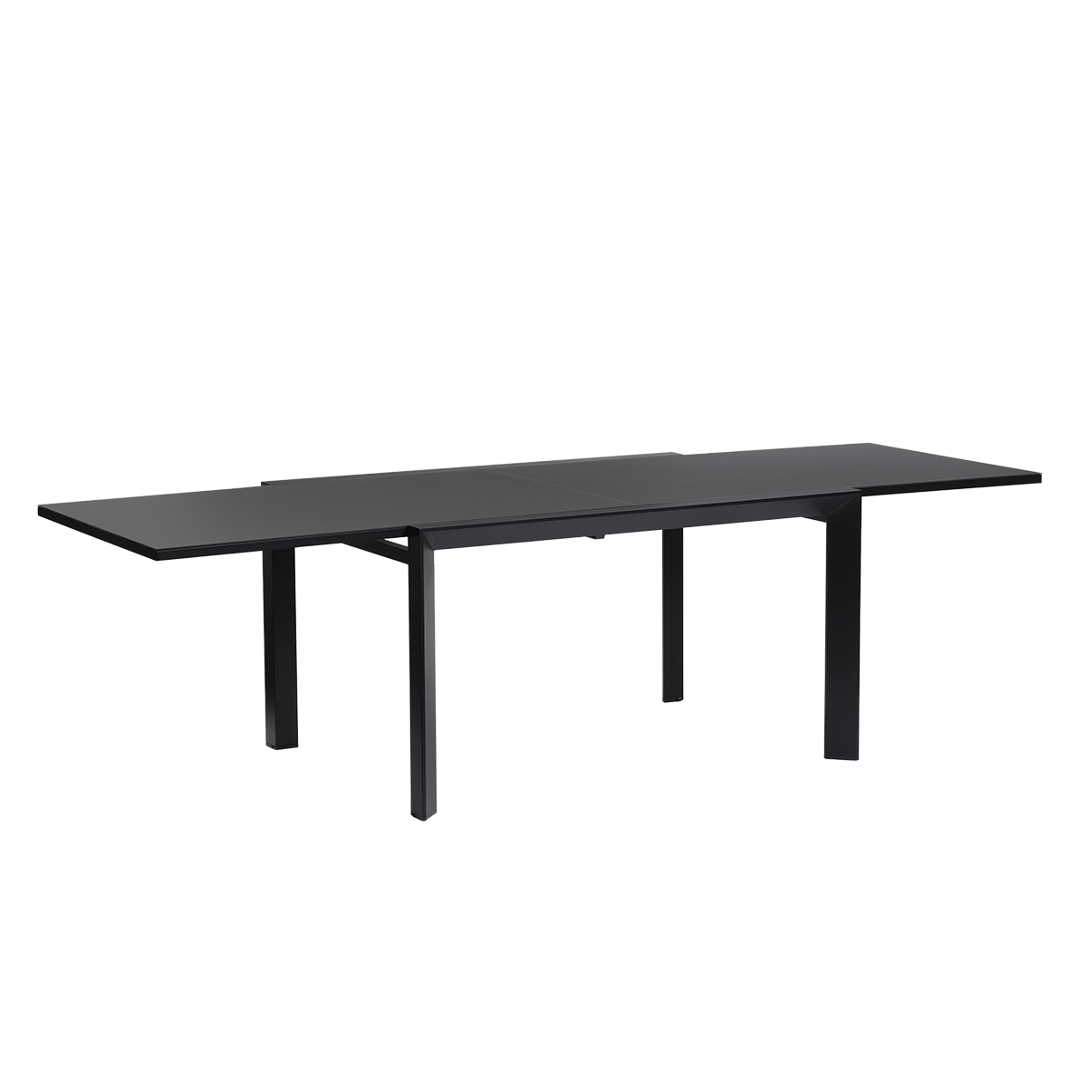 BASALT - Tavolo da giardino allungabile in alluminio e vetro, nero, 6/10 persone.