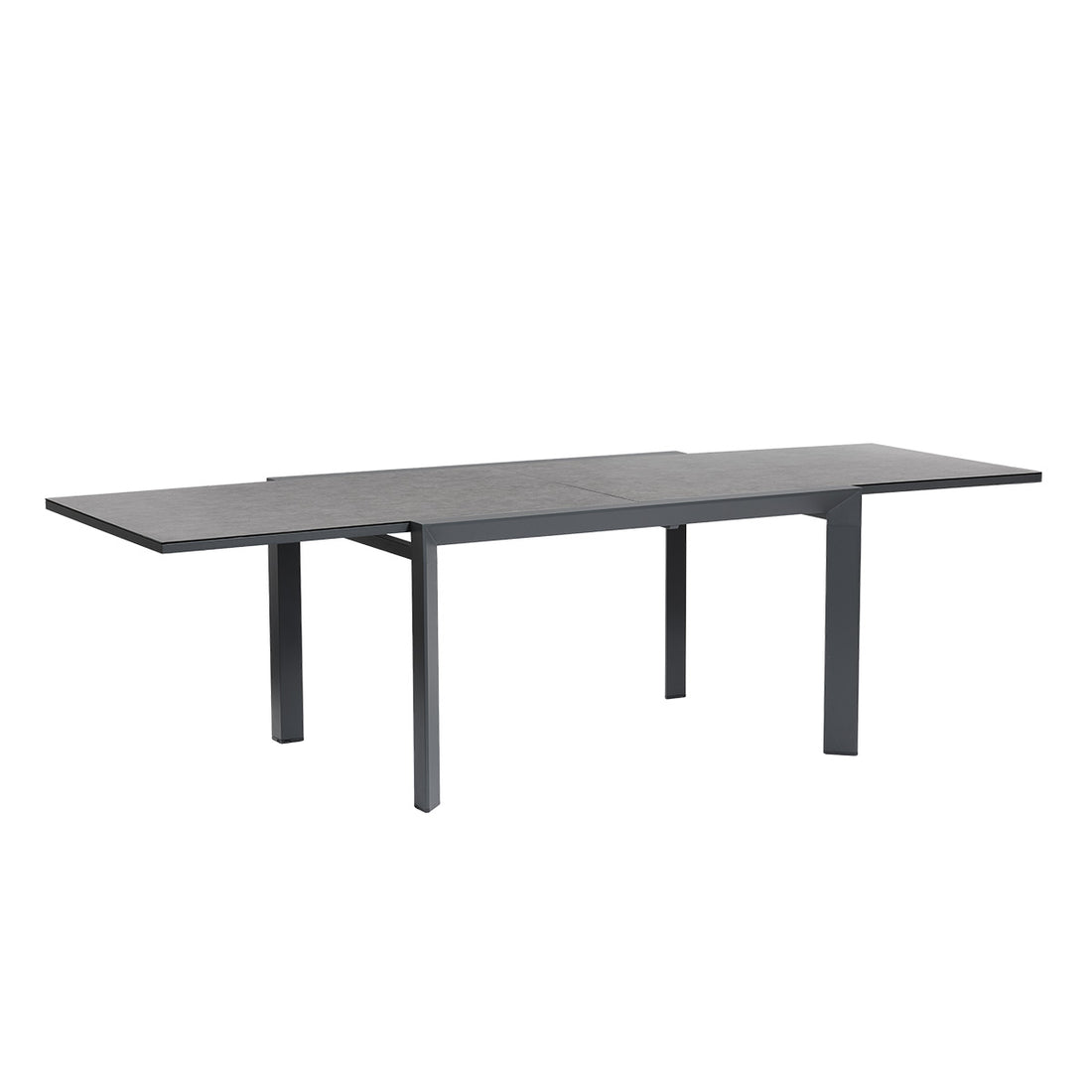 BASALT - Tavolo da giardino allungabile in alluminio e vetro, grigio, 6/10 persone