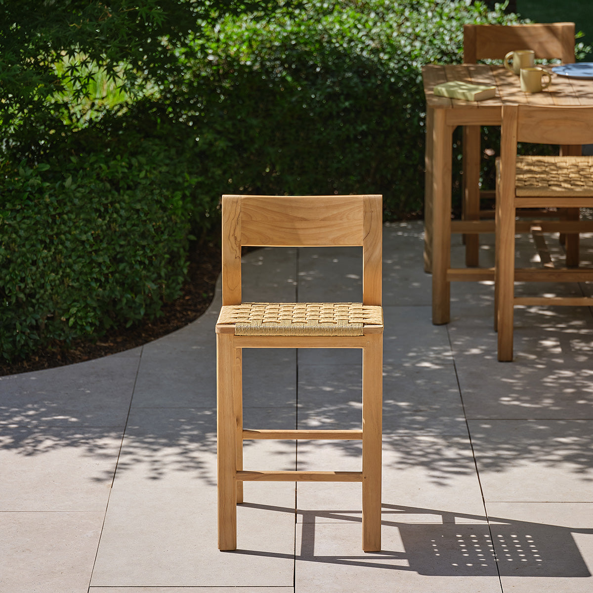 PIANA - Sedia da bar da giardino in teak massiccio di prima qualità