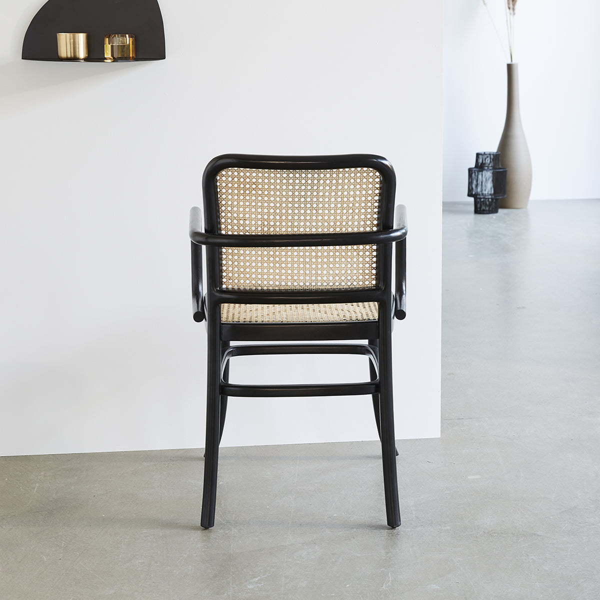 ARON - Set di 2 sedie  in mogano massello e cannage con braccioli