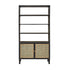 Libreria in di mango massello nero e midollino 170 cm