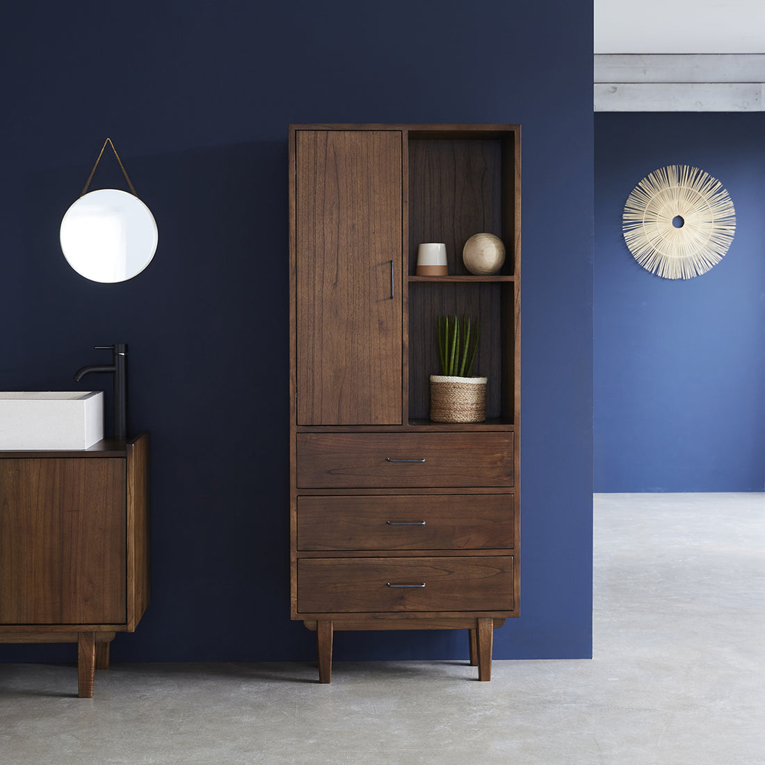 VINTAGE - Colonna da bagno doppia in mindi massello 170 cm