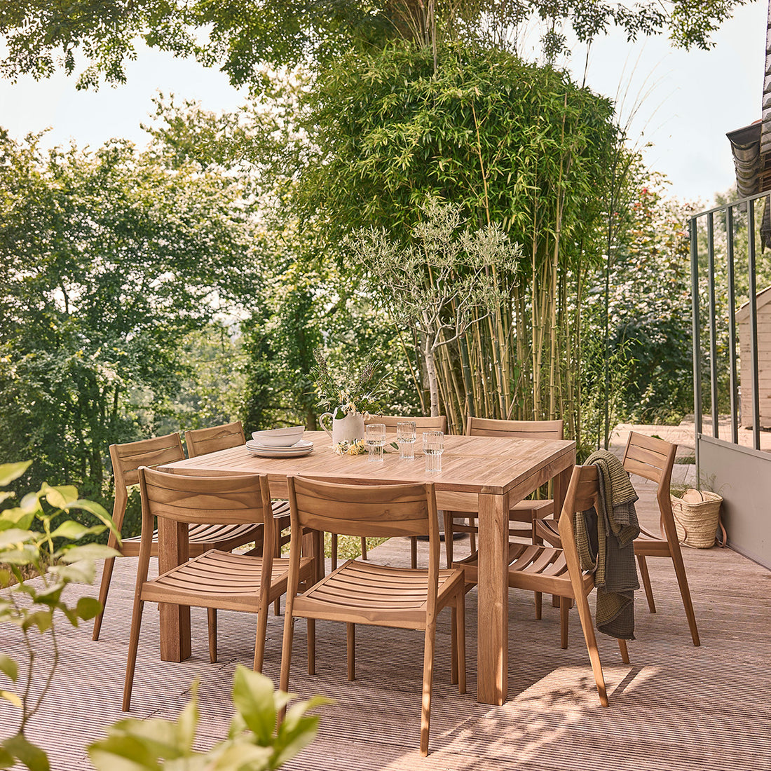 MALTE - Set di mobili da giardino in teak massello 8 pers.