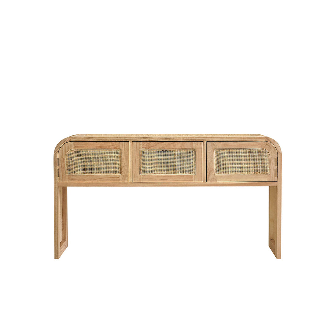 MAËL - Consolle in mindi massello e cannage 140 cm