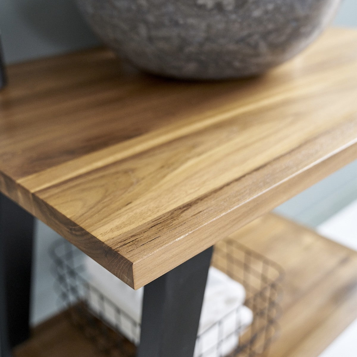 SARA - Mobile da bagno in teak massello con gambe nere 80 cm