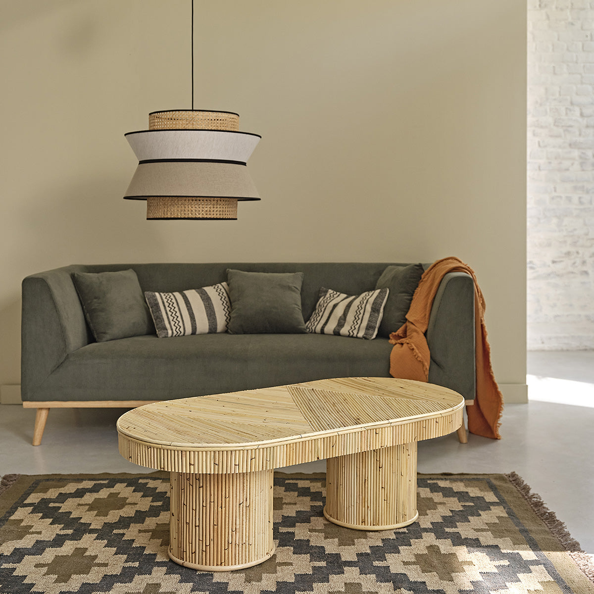 ALMA - Tavolino in cannage di rattan 120 cm