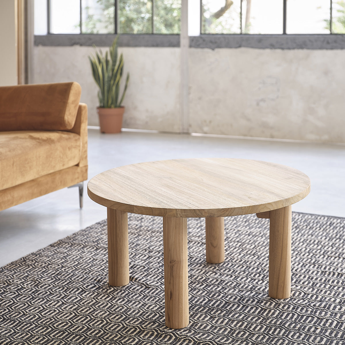 ALDO - Tavolino in teak massello Ø 80 cm