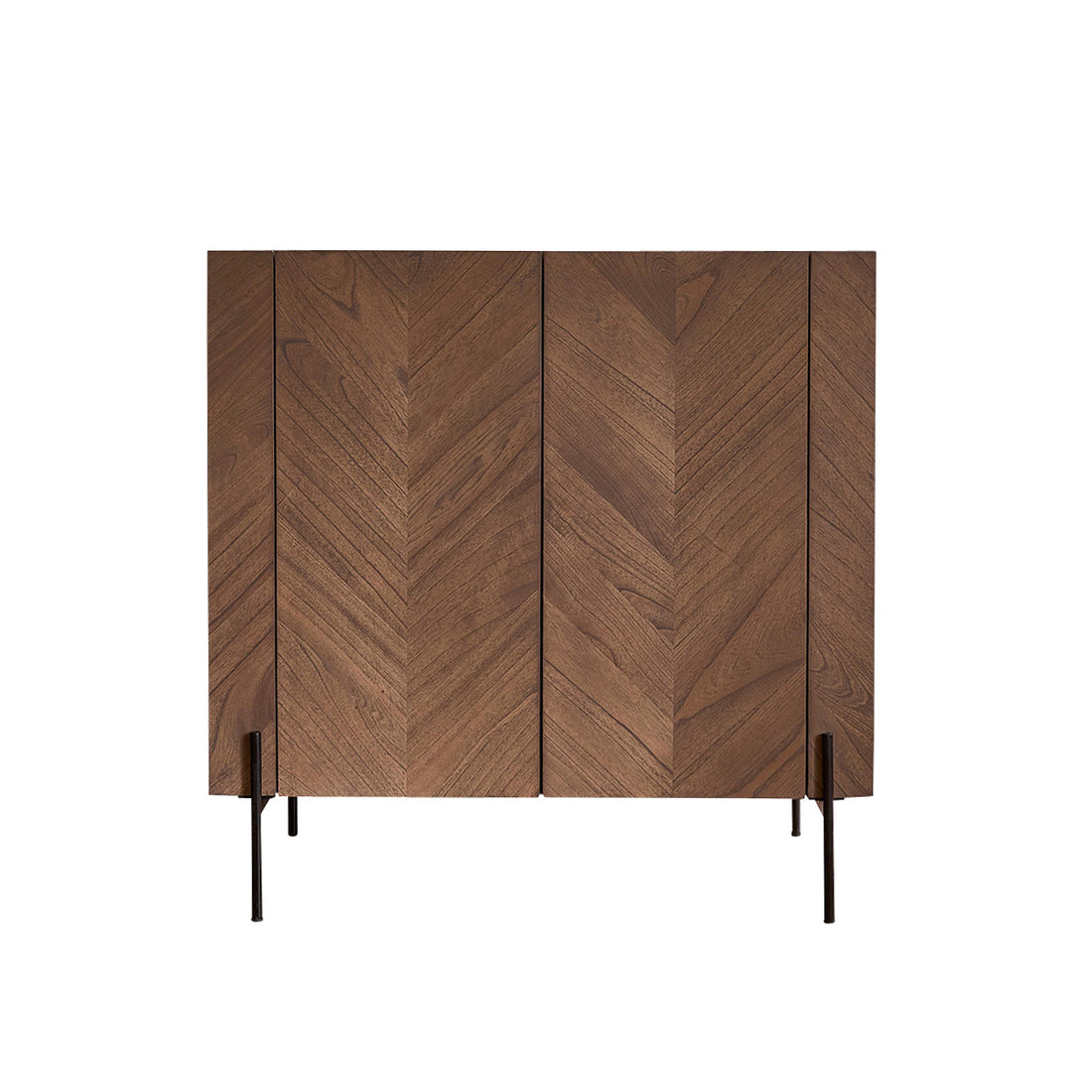 CALIX - Mobile bar in mindi massello e metallo finitura noce 100 cm