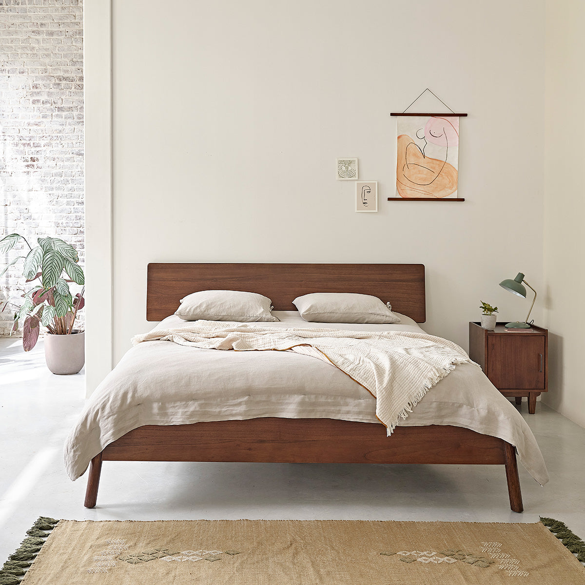 VINTAGE - Letto in mindi massello 160 cm con rete