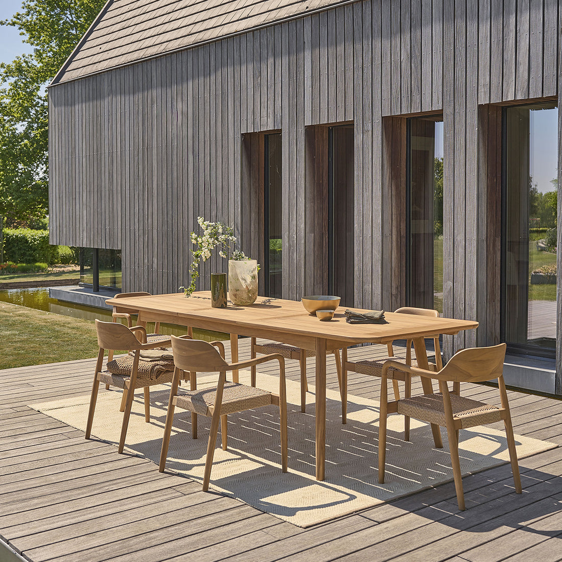 ALIZÉ - Set di mobili da giardino in teak massello con tavolo allungabile 6/8 pers.