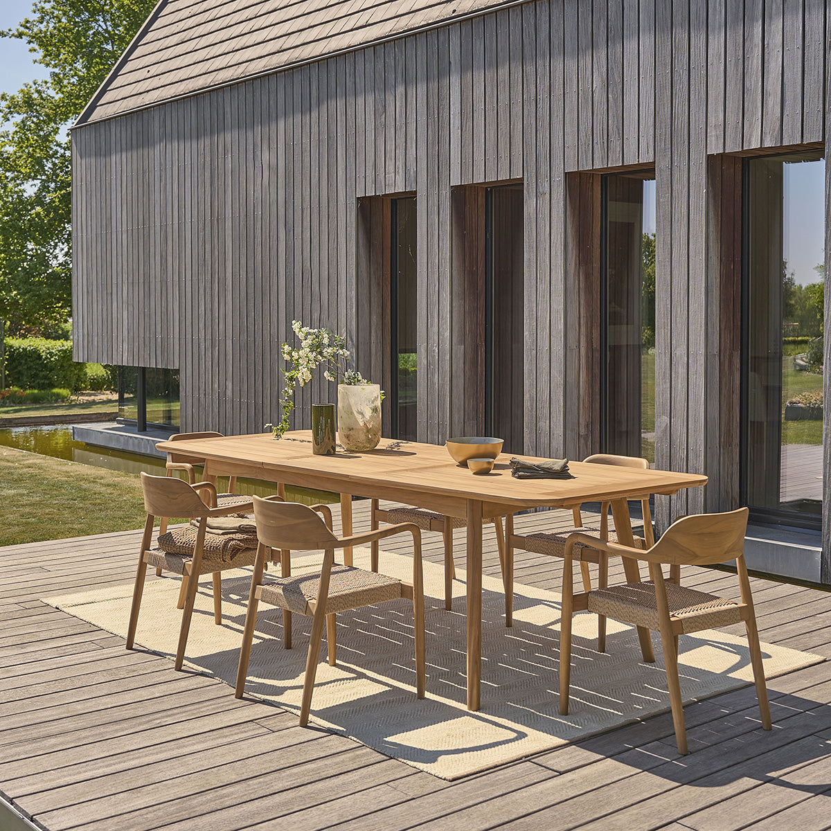 ALIZÉ - Set di mobili da giardino in teak massello con tavolo allungabile 6/8 pers.