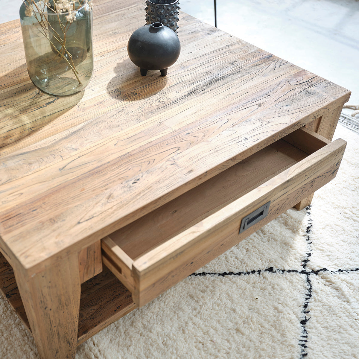 CARGO - Tavolino in teak massello riciclato 100 cm