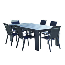 Set di mobili da giardino in alluminio e textilene nero 6 pers.