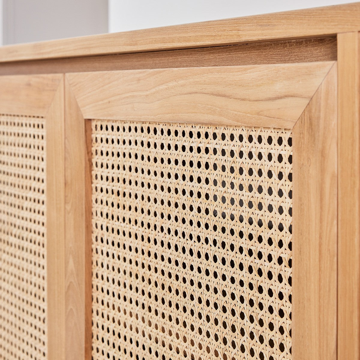 ELIOTT - Mobile per lavabo in teak massello e cannage 90 cm