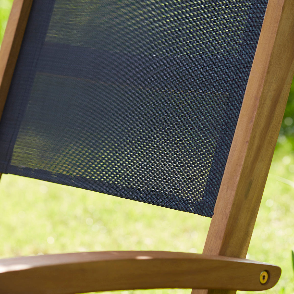 HANOÏ - Poltrona da giardino in acacia massello e textilene nero