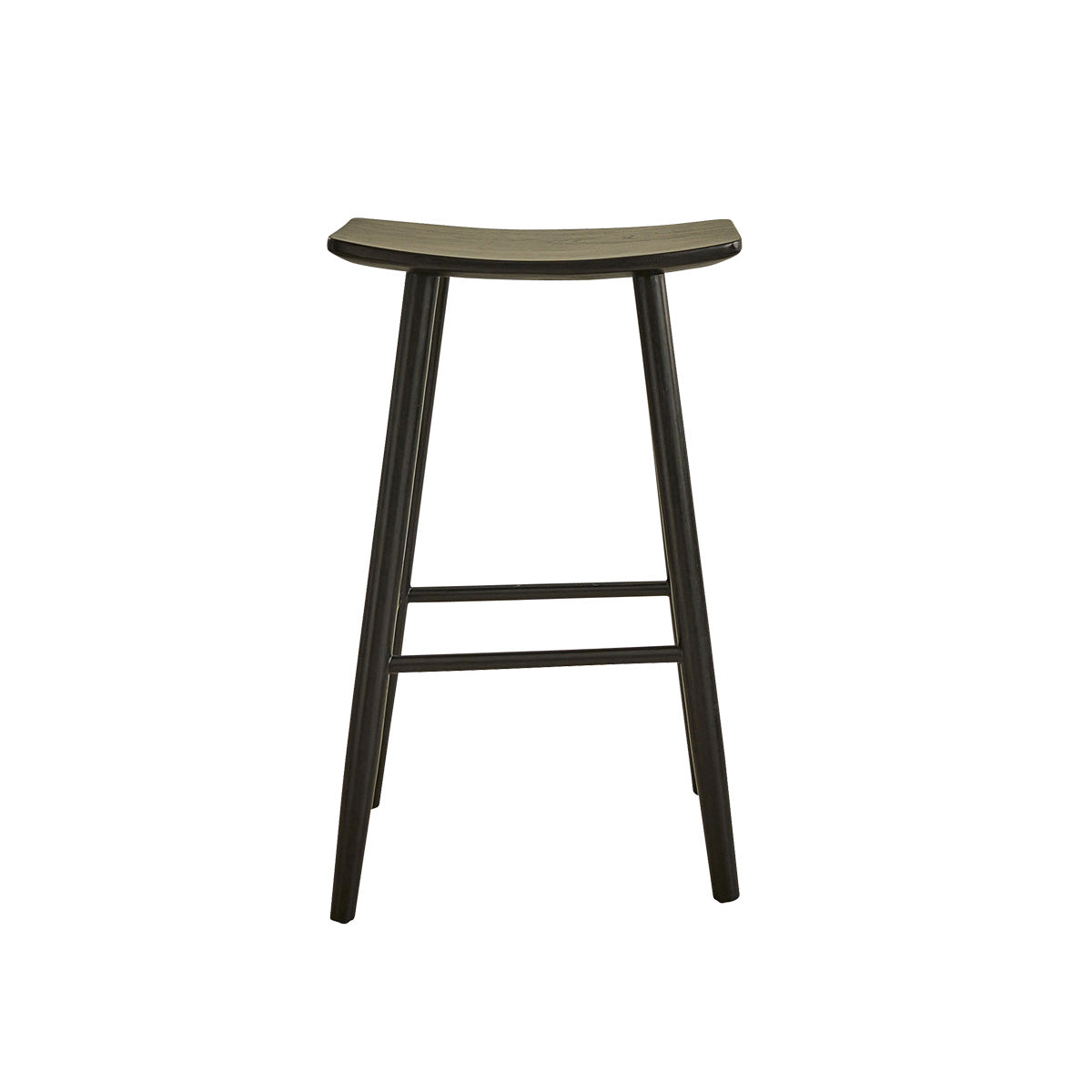 AMBRE - Sgabello da bar in teak massello nero 75 cm