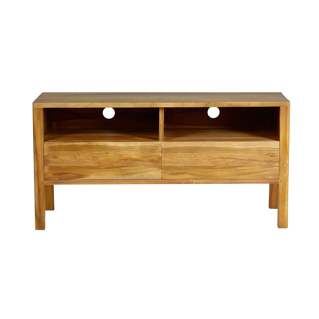 NIDO - Mobile porta TV a 2 cassetti in teak massello 100 cm