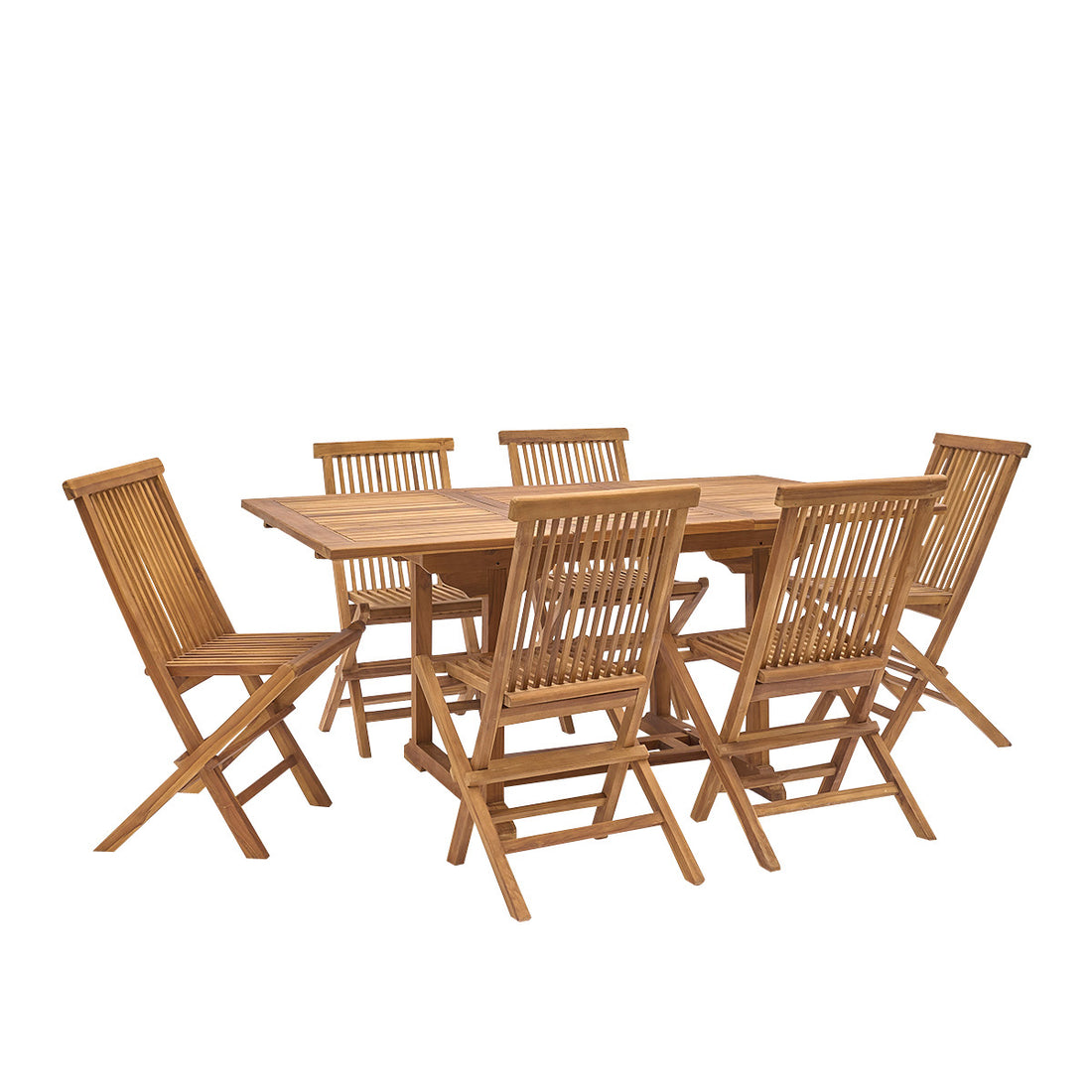 BALI - Set di mobili da giardino con tavolo allungabile in teak massello oliato 6/8 pers.