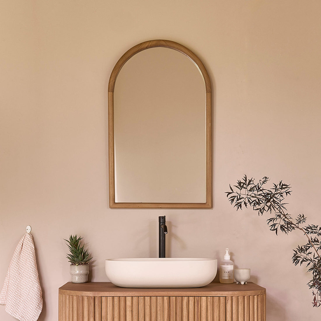 COLINE - Specchio in teak massello 80x50 cm