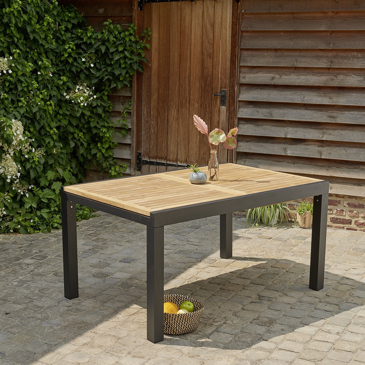 BALITECK - Tavolo da giardino allungabile in alluminio e teak 6/10 pers.