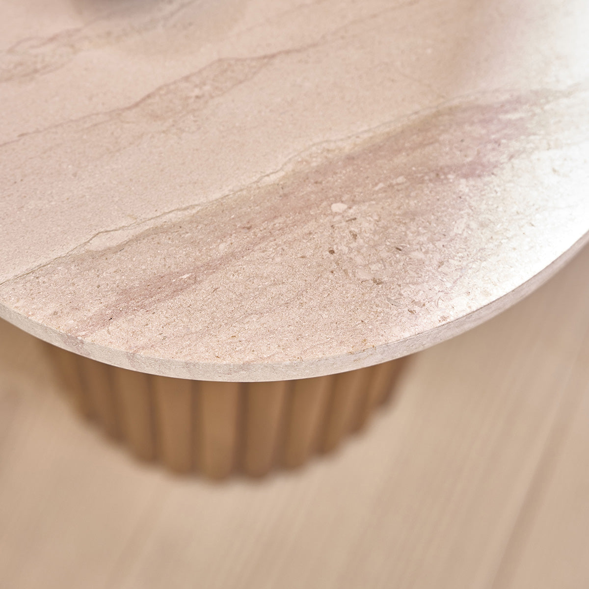 COLINE - Tavolino rotondo in teak massello e marmo