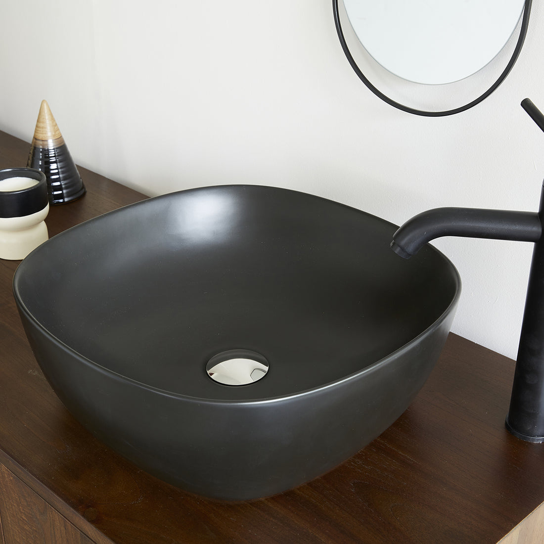 IRIS - Lavabo in cemento nero Ø41 cm