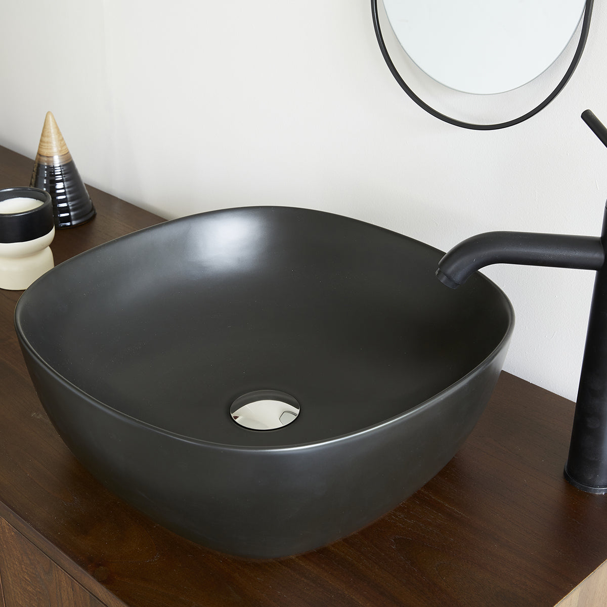 IRIS - Lavabo in cemento nero Ø41 cm