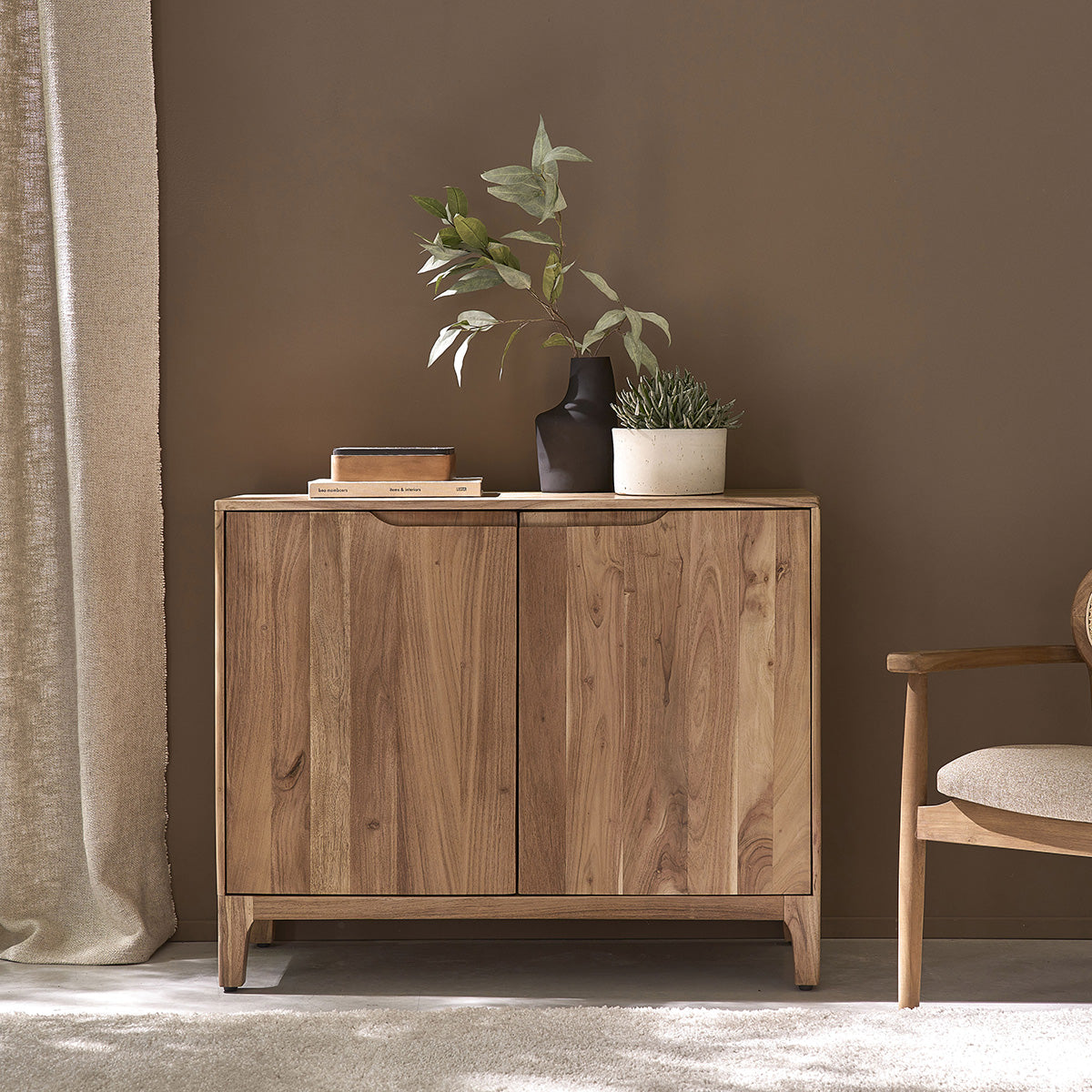 SAMSO - Credenza in acacia massiccia da 100 cm