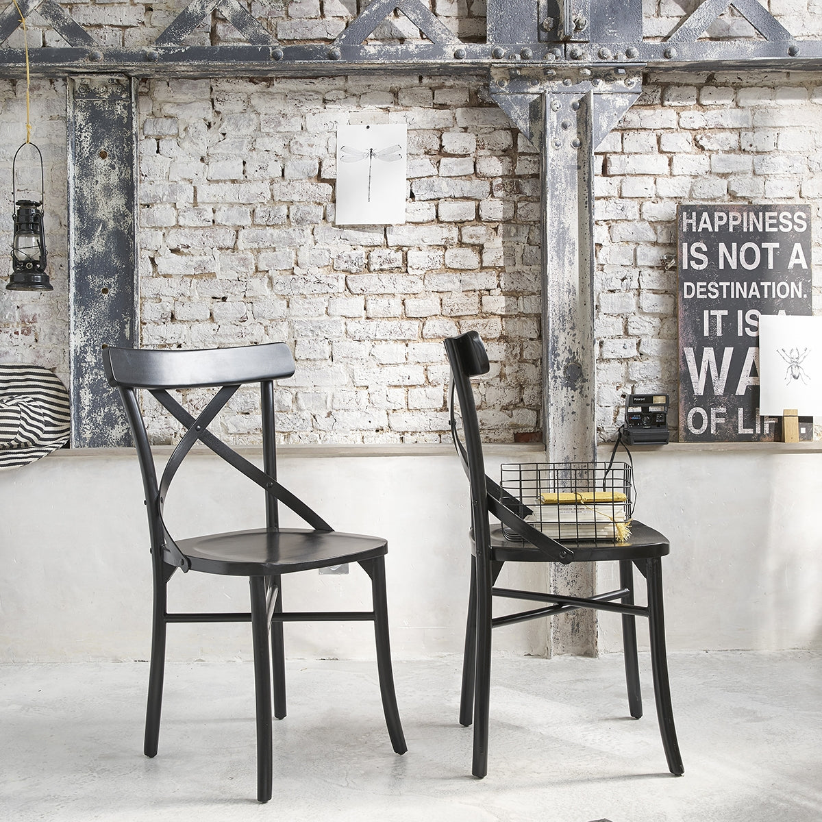 LONDRES - Set di 2 sedie da bistrot in mogano massello nero