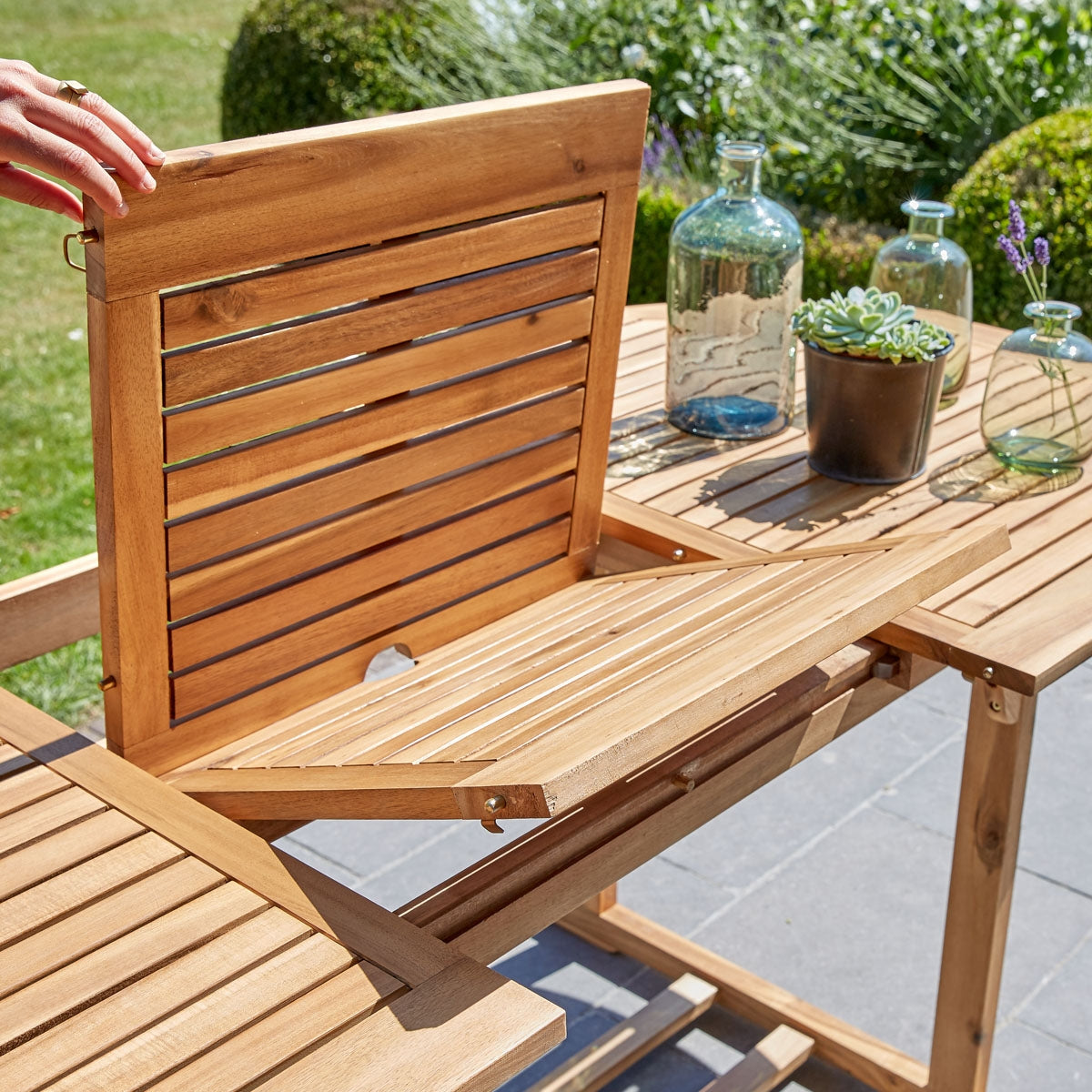 HANOÏ - Set di mobili da giardino in legno massello di acacia e textilene grigio 4 pers.