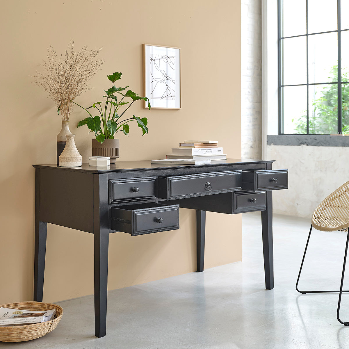 SOHO - Scrivania in legno massello di mango 130 cm