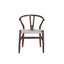 Sedia in mindi massello con finitura in noce e corda naturale