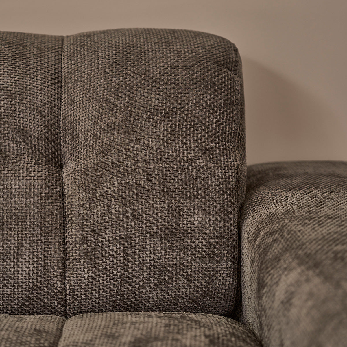 ALPHONSE - Divano dritto a 4 posti in velluto intrecciato moka