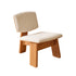 Poltrona in teak massiccio e tessuto bouclé écru