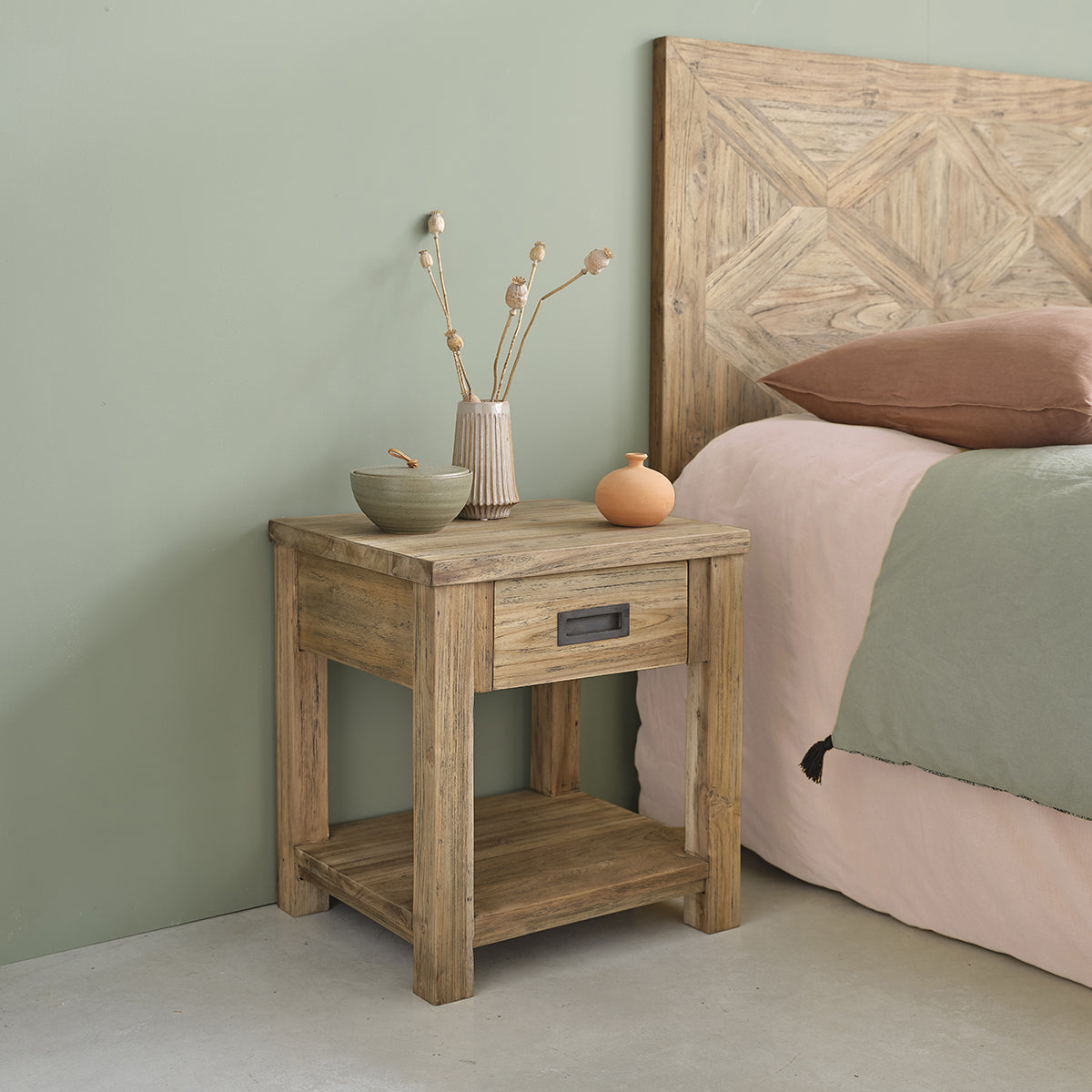 CARGO - Comodino in teak massello riciclato 45 cm